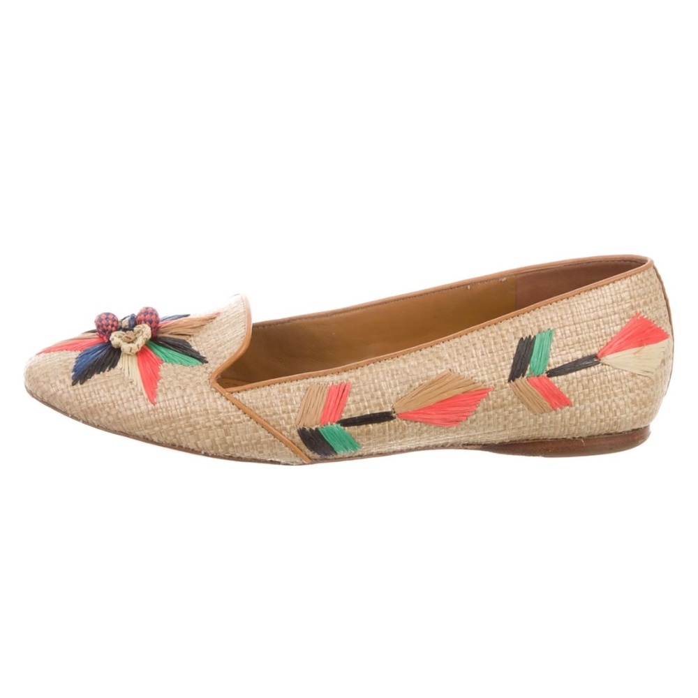 Tory Burch Geraldine Raffia Flats -  beige Flats, Shoes 5.5 M